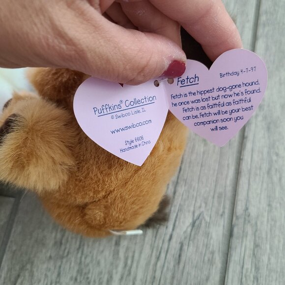 Vintage Puffkins Plush Lucky the Rabbit & Fetch the Dog 1997 Swibco with Tags - Picture 6 of 14